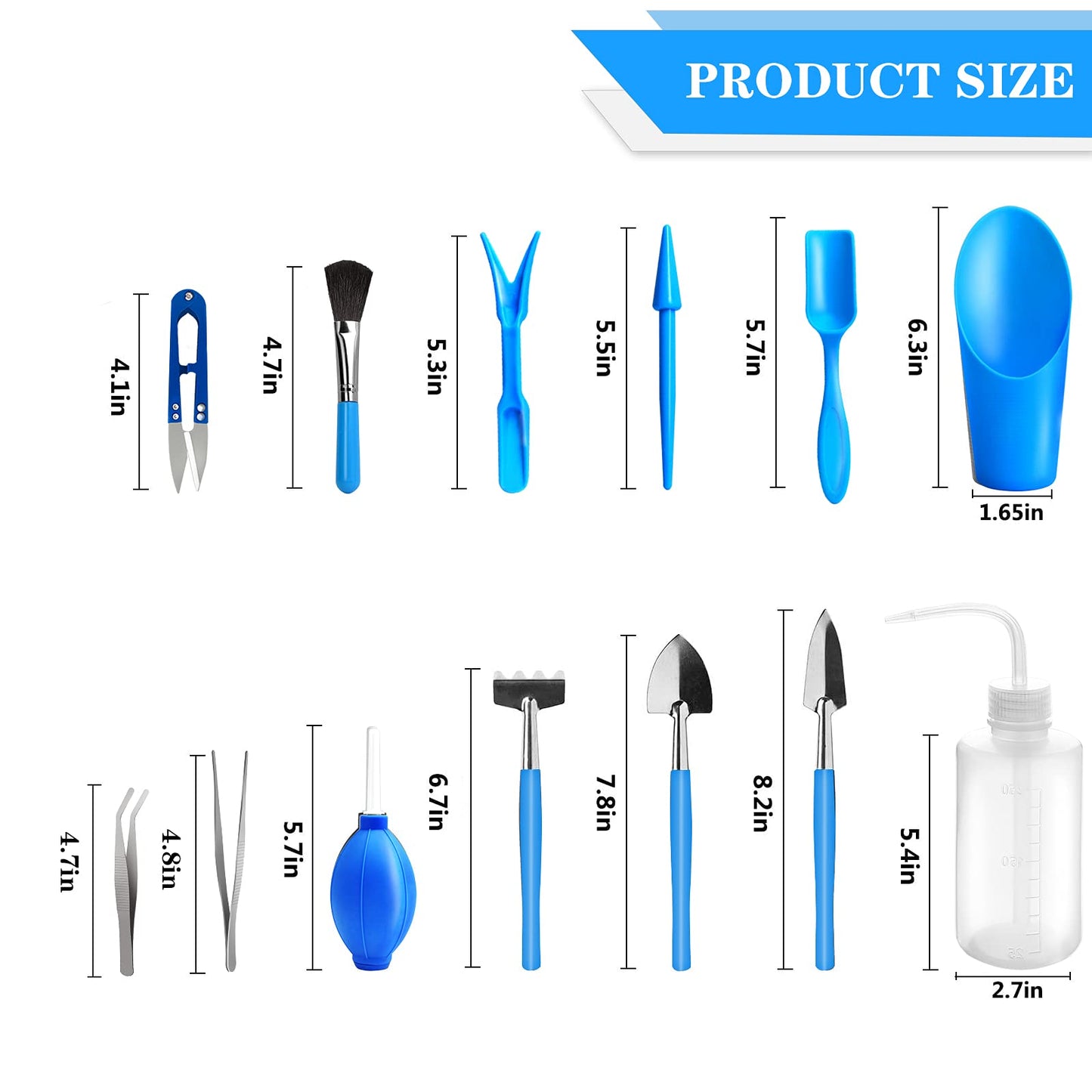 godehone Succulent Tools, 13 Pcs Mini Garden Tool Set, Transplanting Tools Set,Succulent Care kit for Succulent Miniature Gardening Plant, Blue