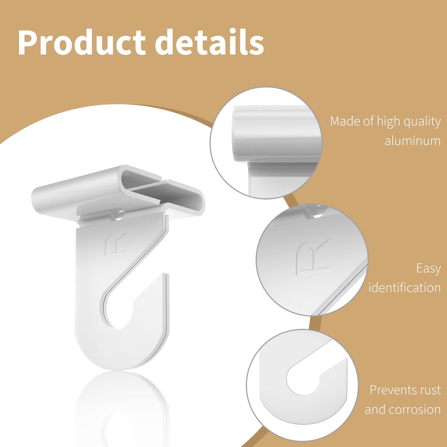 60 Pairs Drop Ceiling Hooks for Hanging Classroom Ceiling Clips Classroom & Ceiling Hanging Hook,White Enamel Finish Heavy Duty T Bar Clips,High Strength Aluminum Hold up to 20 lbs, 1" W x 1½" H
