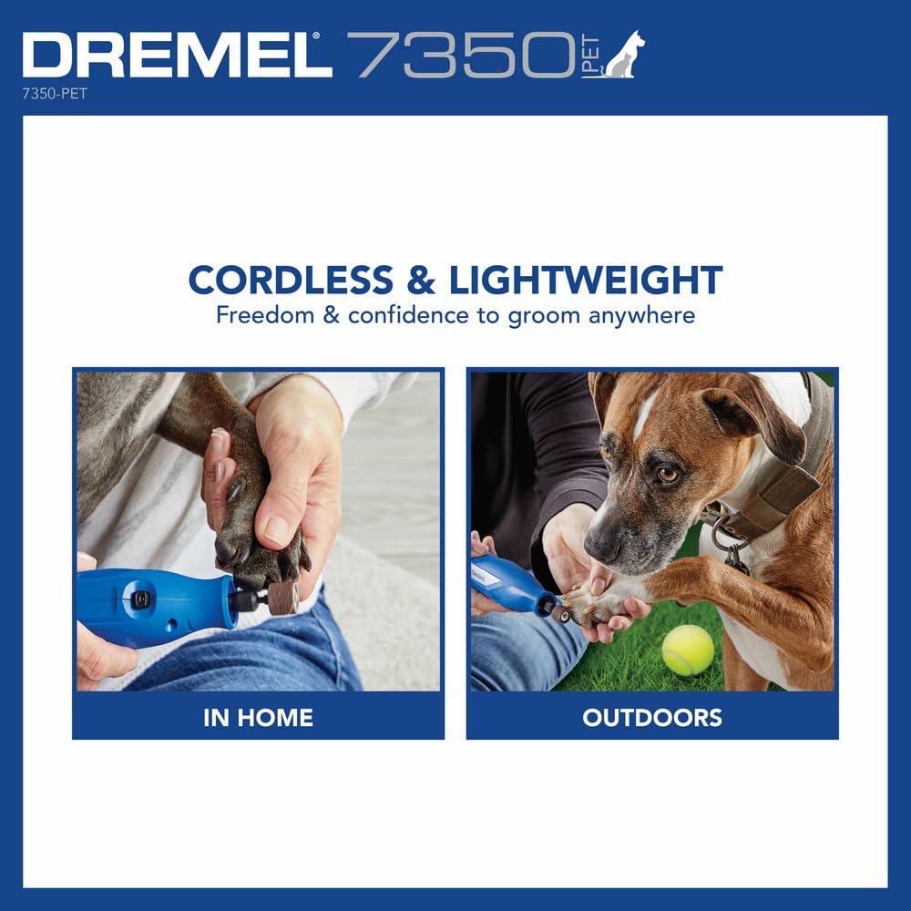 Bundle of Dremel 7350-PET 4V Pet & Dog Nail Grinder, Professional Pet Grooming Kit - Works on Large, Medium, Small Dogs & Cats + 416HP - Diamond Coated Rotary Nail Grinder Bit
