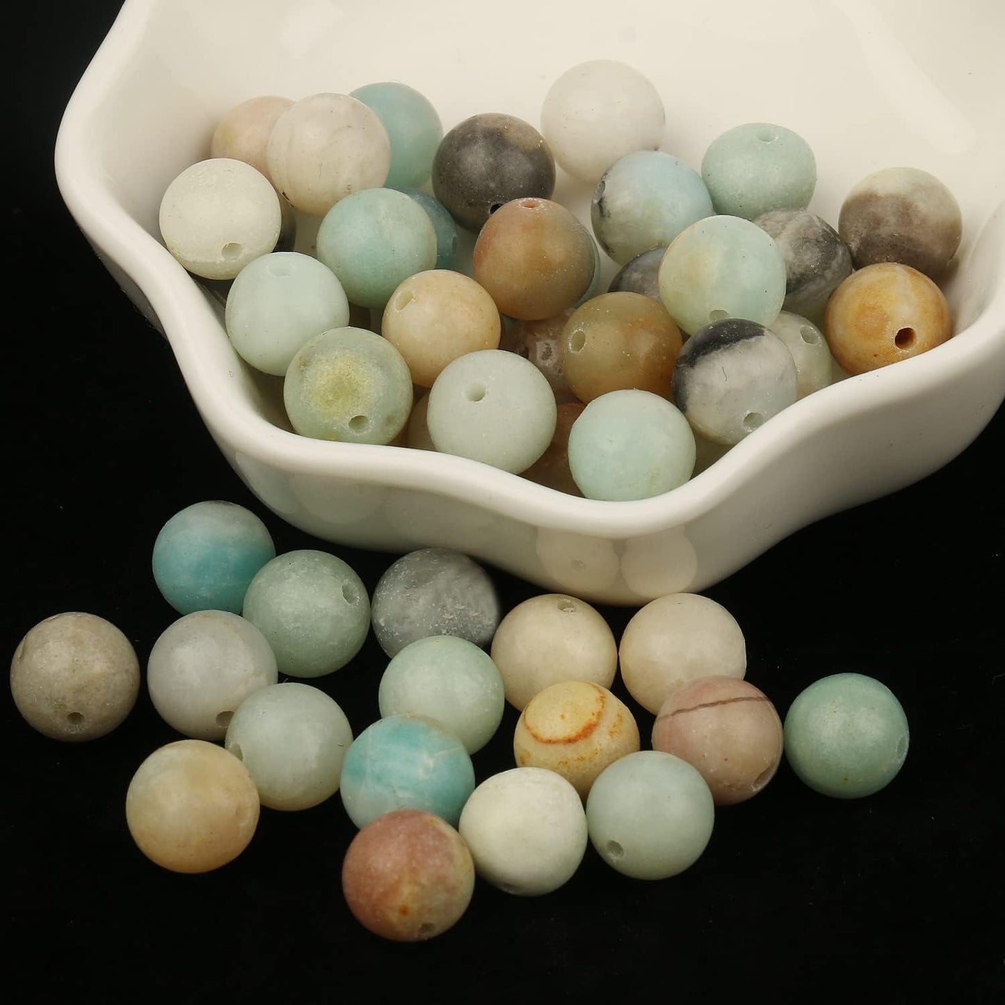 NITOPUPU 100Pcs 8mm Natural Smooth Amazonite Gemstone Beads Round Loose Stone Beads for Jewerly Making with Crystal Stretch Cord