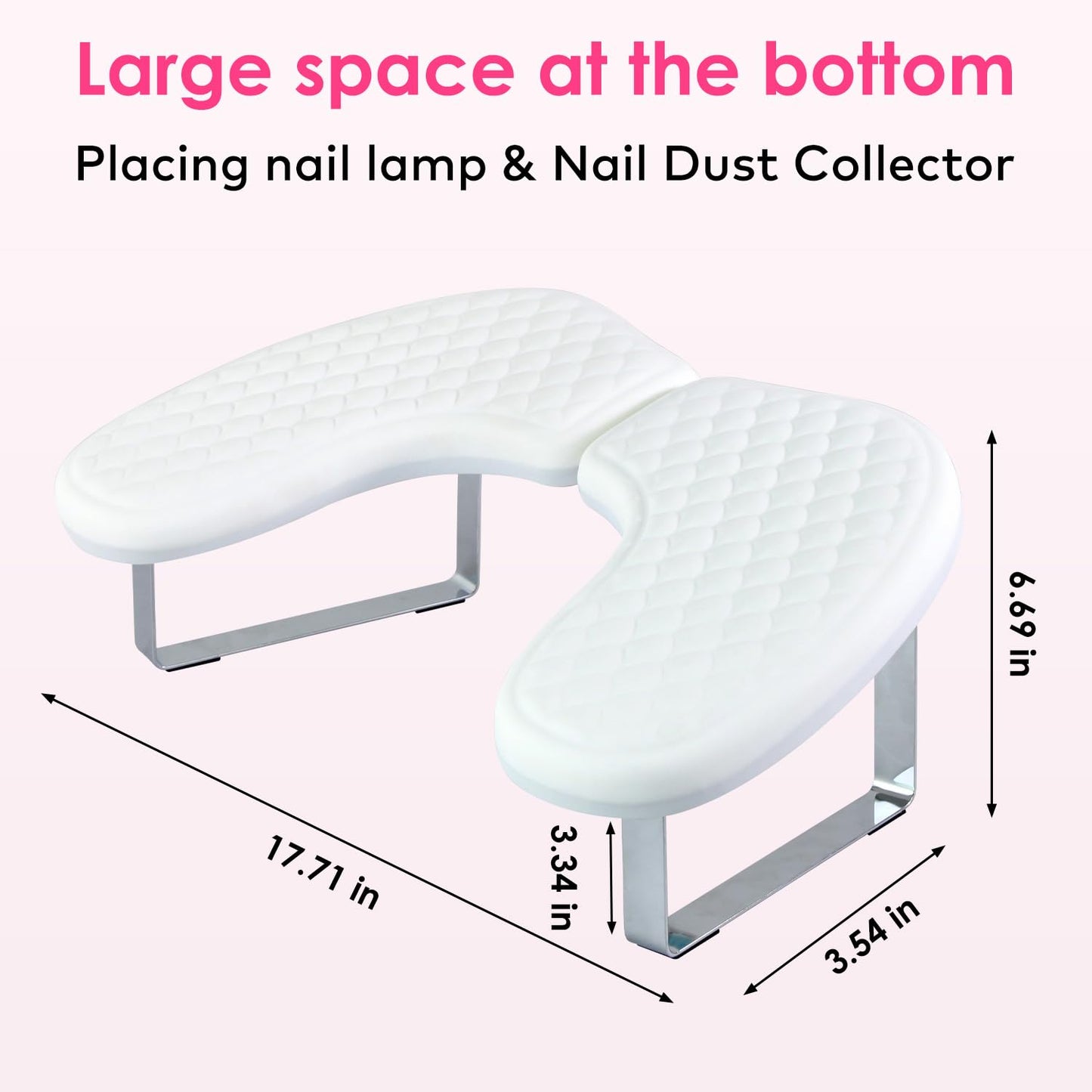 Nail Arm Rest for Nails Tech, BORNBYME Update PU Leather Fish Pattern U-shaped Hand Nail Stand Rest for Manicure, White