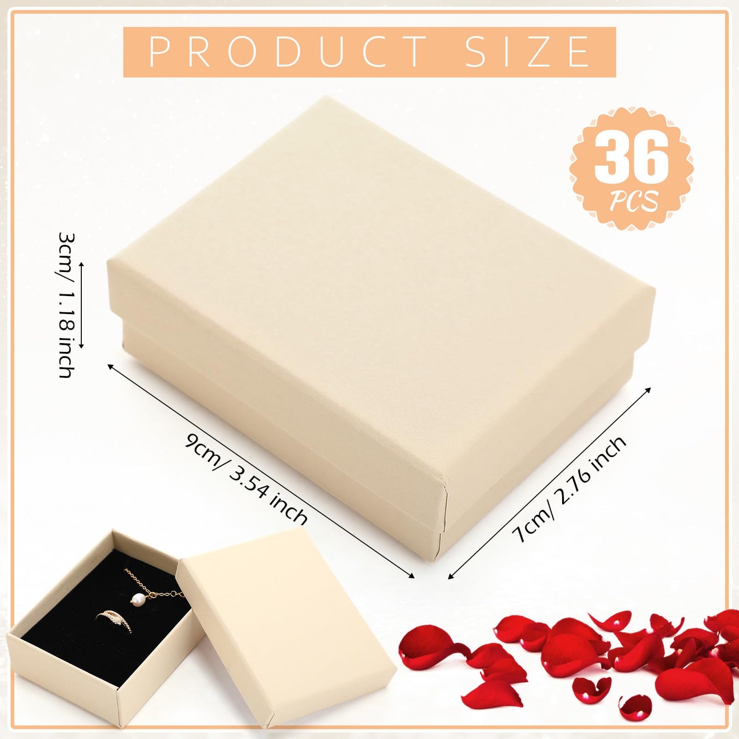 Sasylvia 36 Pcs Jewelry Cardboard Gift Boxes Packaging Necklace Ring Earring Storage Box with Cushion 3.5x2.8x1.2 Inch (Beige Yellow)