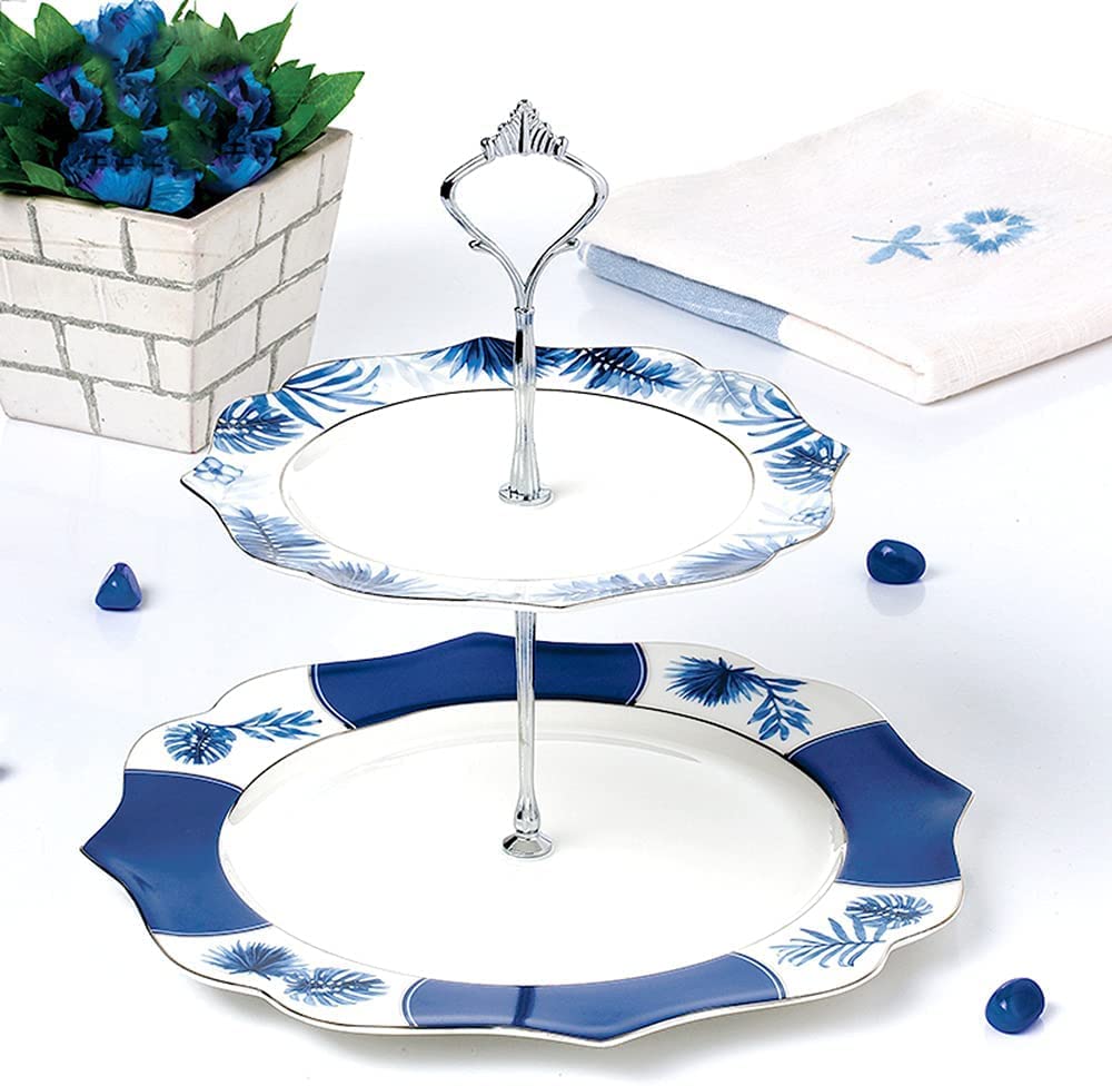 SOCOSY Elegant Flower Porcelain Cake Stand, Cupcake Tower, Dessert Stand Serving Tray Platter for Tea Party, Wedding, Birthday