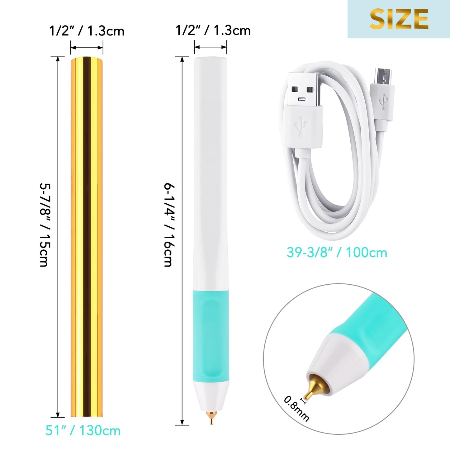 Hot Heated Foil Pens & Hot Foil Roll Set for Card Making Craft Scrapbooking Drawing Pen with USB Cable DC5V Write, Draw, Trace, and Stencil Your Way to Shiny Foiled Beauty Using the Hot Foil Pen