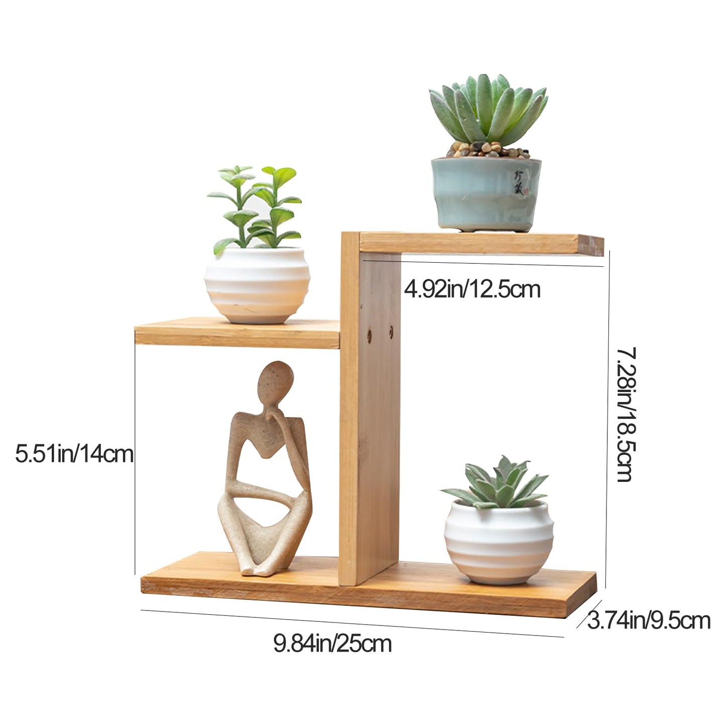 QruiLanTu Mini Desktop Plant Stand Indoor Multi-Layer Window Sill Flower Stand Bamboo Succulent Window Sill Stand Bracket For Home , Office, Living Room, Bedroom Plant Display(Three-Layer)