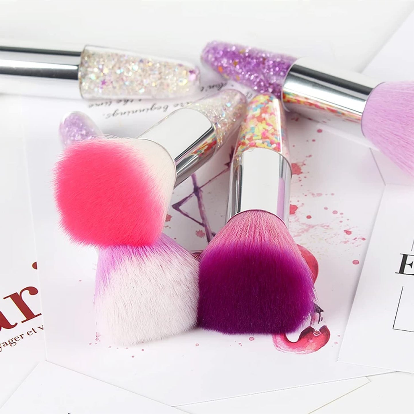 DANNEASY 3pcs Nail Dust Brush Nail Brushes for Cleaning Dust Nail Powder Brush Nail Duster Large Makeup Blush Brush Nail Art Brush Set Nail Art Tools