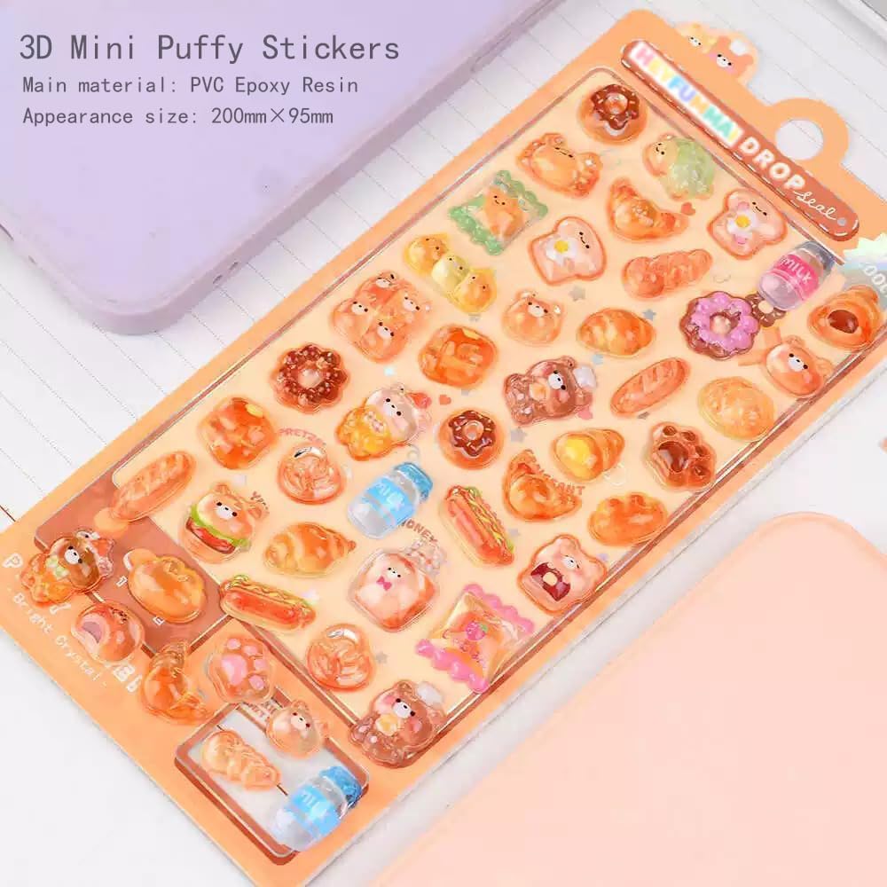 3D Cute Mini Puffy Stickers,10 Sheets 500+Kawaii Air Decorative Stickers HEYFUMMAI for Phone Case Or DIY Planners Notebooks Scrapbooks Handbooks Decoration ﻿