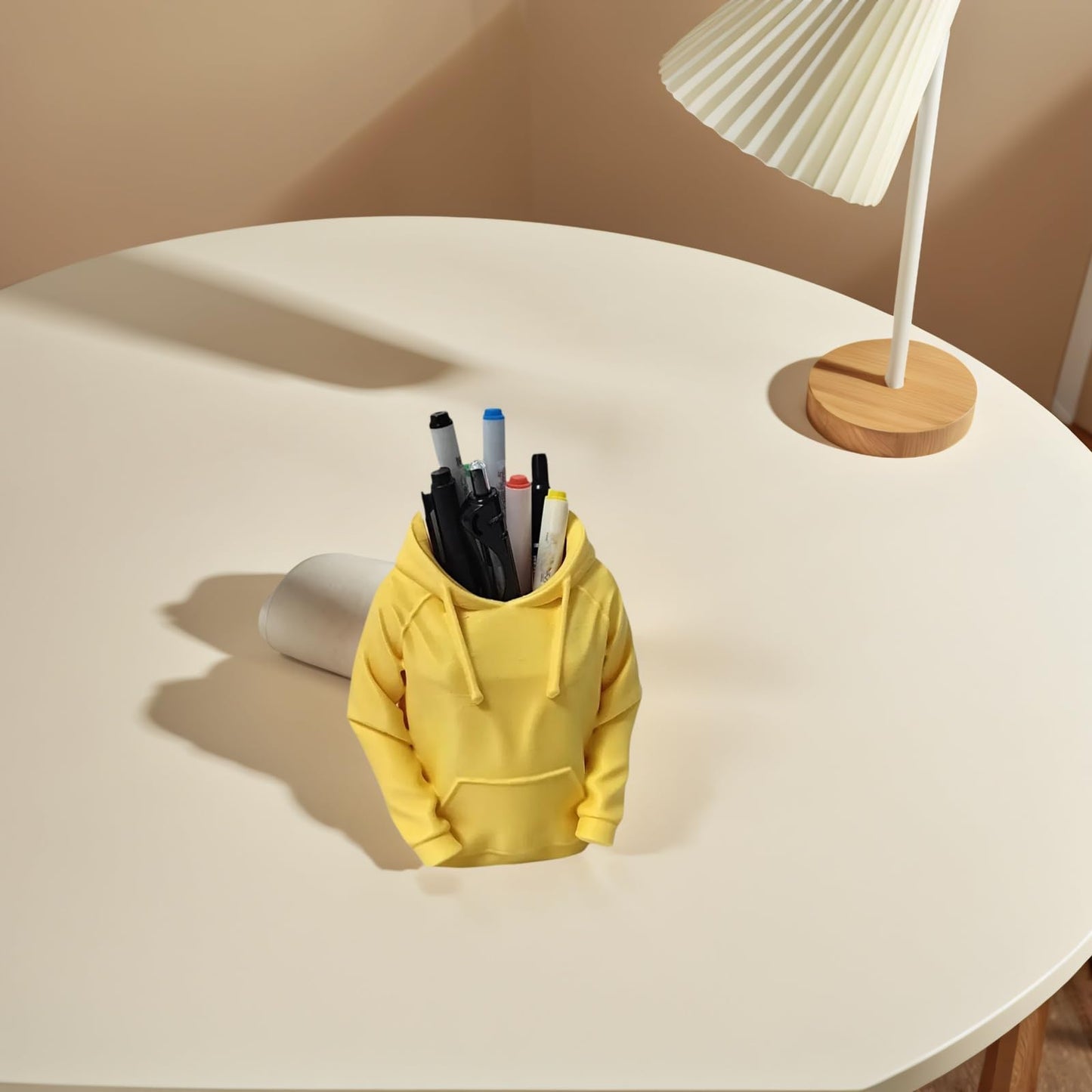 TIME&TRAVE Unique Sweatshirt Pen Holder for Desk, Creative Pencil Holder Desk Organizers, Office Supplies Decorations Idea Gift for Men Women Kids(Yellow)