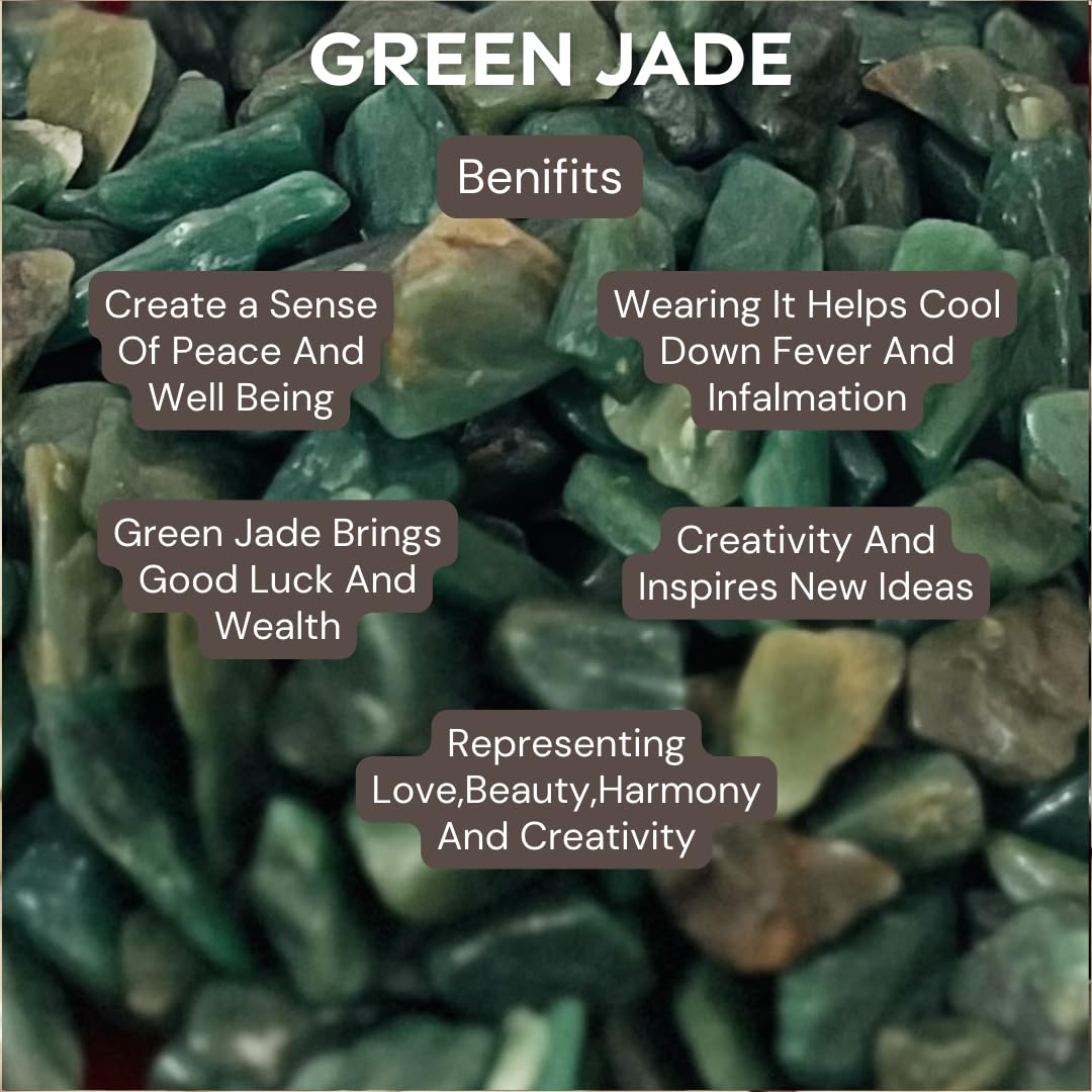 Indian Consigners Natural Crushed Polished Tumbled Gem Stone Chips, Decoration & Healing Crystals (Green Jade)