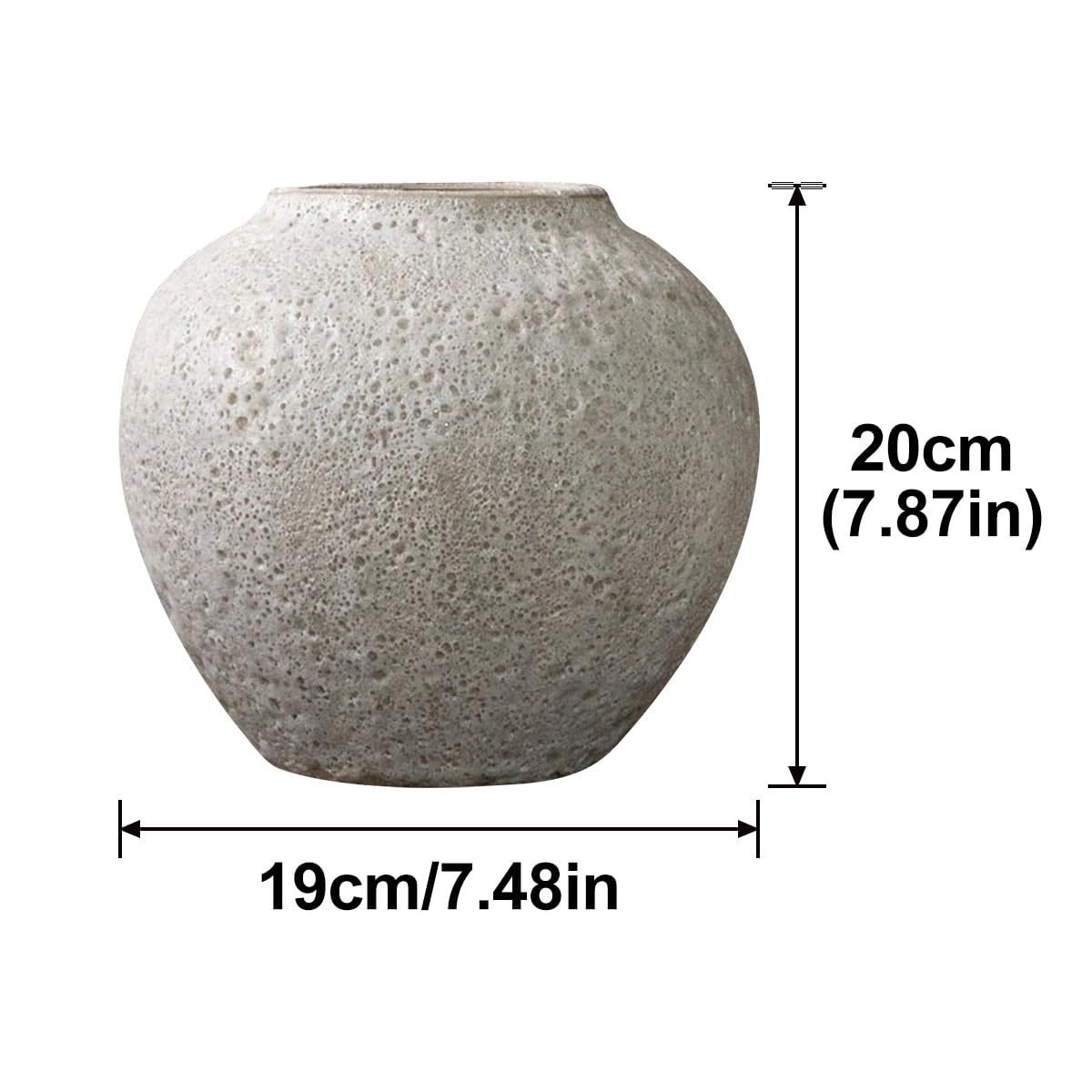 Ayuduots Cement Texture Ceramic Vase, Rustic Decorative Flower Planter Home Office Decoration, 7.48x7.87inch
