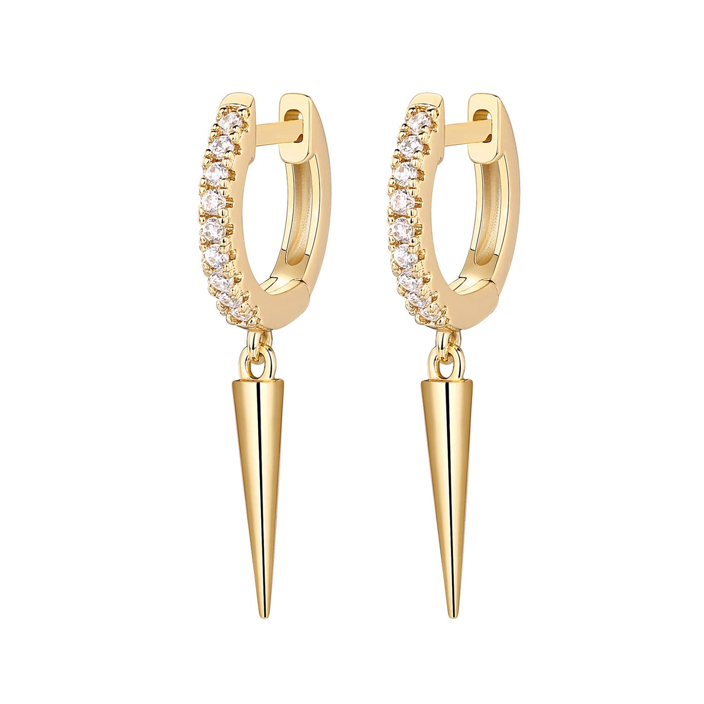 PAVOI 14K Yellow Gold Plated S925 Sterling Silver Post Drop/Dangle Huggie Earrings for Women | Dainty Awl Earrings