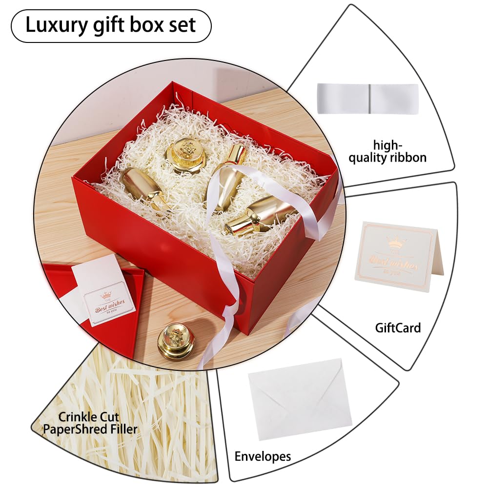 UoeRing 1Pcs Red Extra Large gift box with lids 16.5×13×8 Inches gift boxes for presents,Birthday Box (include Ribbon, Paper Shred Filler Gift Card & Envelopes)