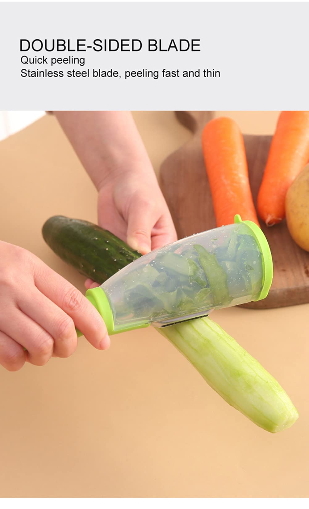 Megqi Multifunctional Storage Type Peeling Knife Peeling Knife With Storage Tube Peeler Peeling Apple Supplies Household Peeling Knife (Green) 21*5.5*5.5