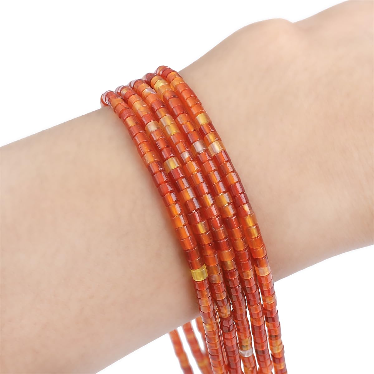 BEADIA Natural Red Agate Spacer Beads Caps Flat Round Loose Beads for Beading Jewelry Making 3mmx2mm 38cm