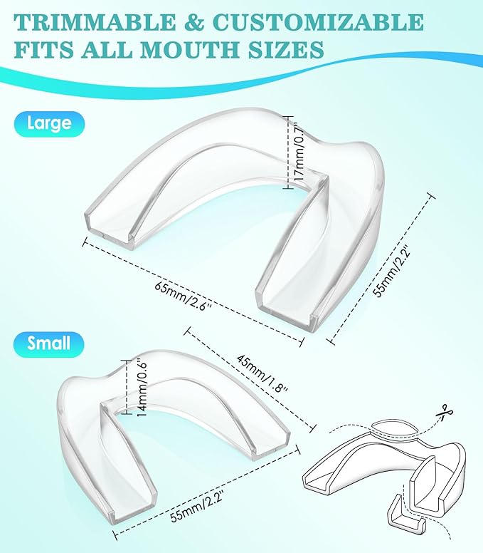 Mouth Guard for Grinding Teeth at Night, 4 Pcs 2 Size Mouthguards for Grinding of Teeth, Night Guards for Teeth Grinding, Reusable Mouth Guard for Clenching Teeth at Night, Clear