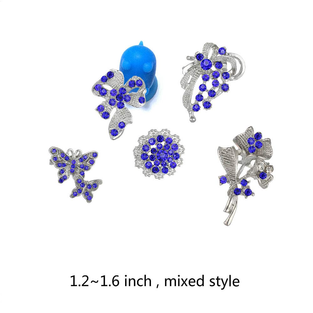 Ezing Lot 24pc Shining Rhinestone Crystal Brooches Pins DIY Wedding Bouquet Kit (G)