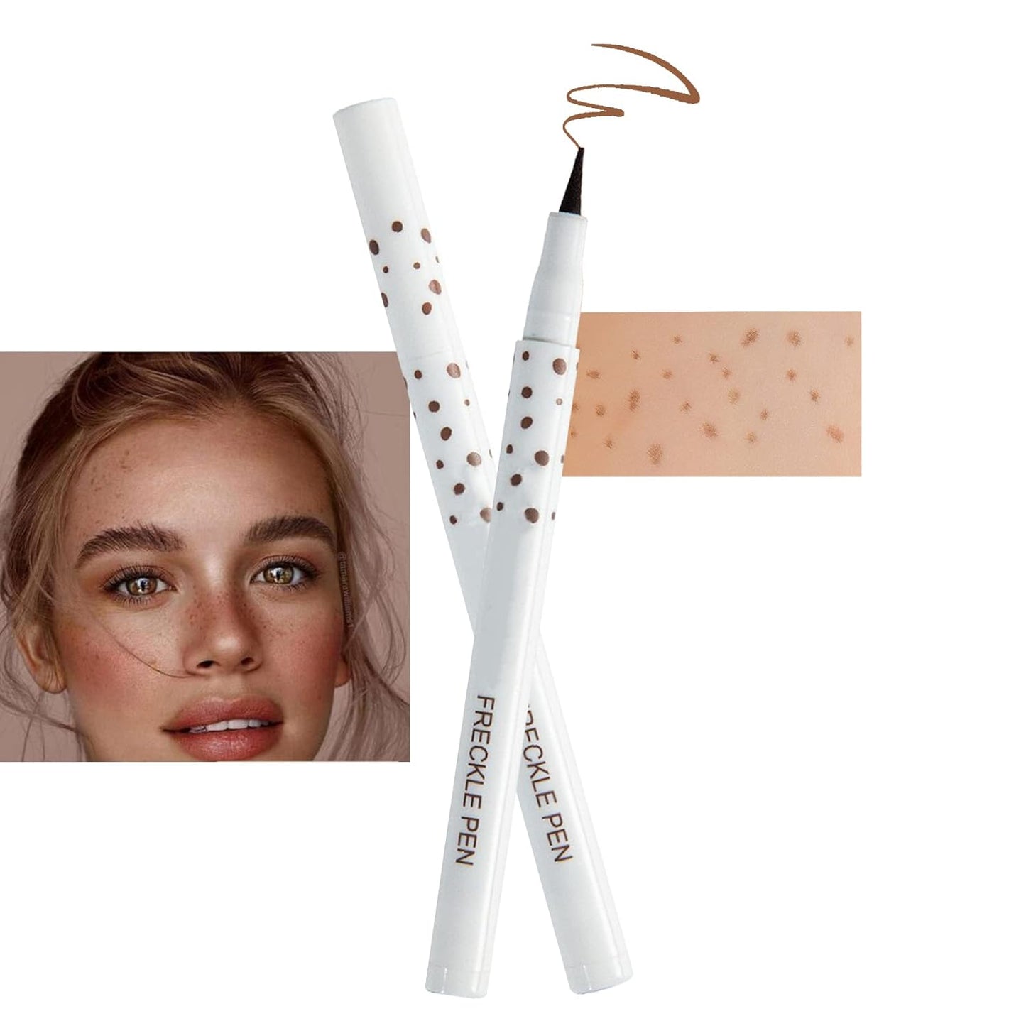 Freckle Pen, Freckle Makeup Pen for Face, Waterproof Long Lasting Quick Dry Faux Freckle Pen, Soft Artificial Freckles Makeup Face Decoration, Create Natural Sunkissed Skin (Chestnut)