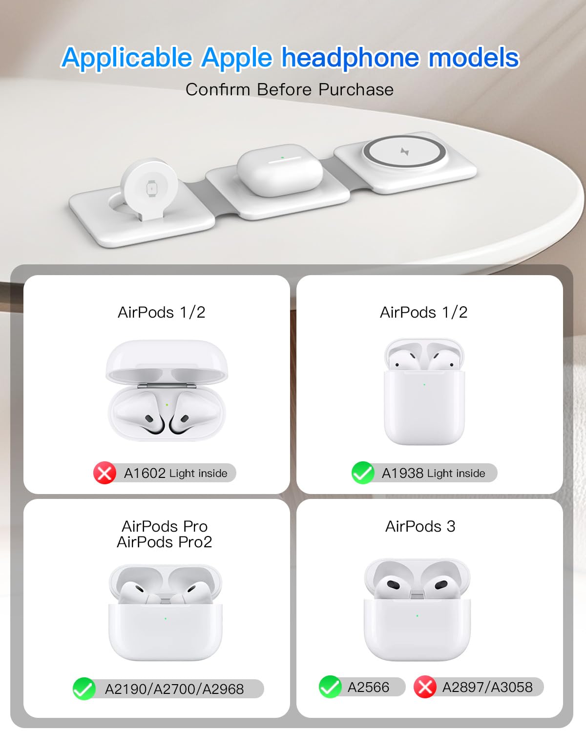 Charging Station for Apple Multiple Devices - 3 in 1 Foldable Magnetic Wireless Charger Dock - Travel Charging Pad for iPhone 17 16 15 14 13 12 Pro Max Plus Watch & Airpods