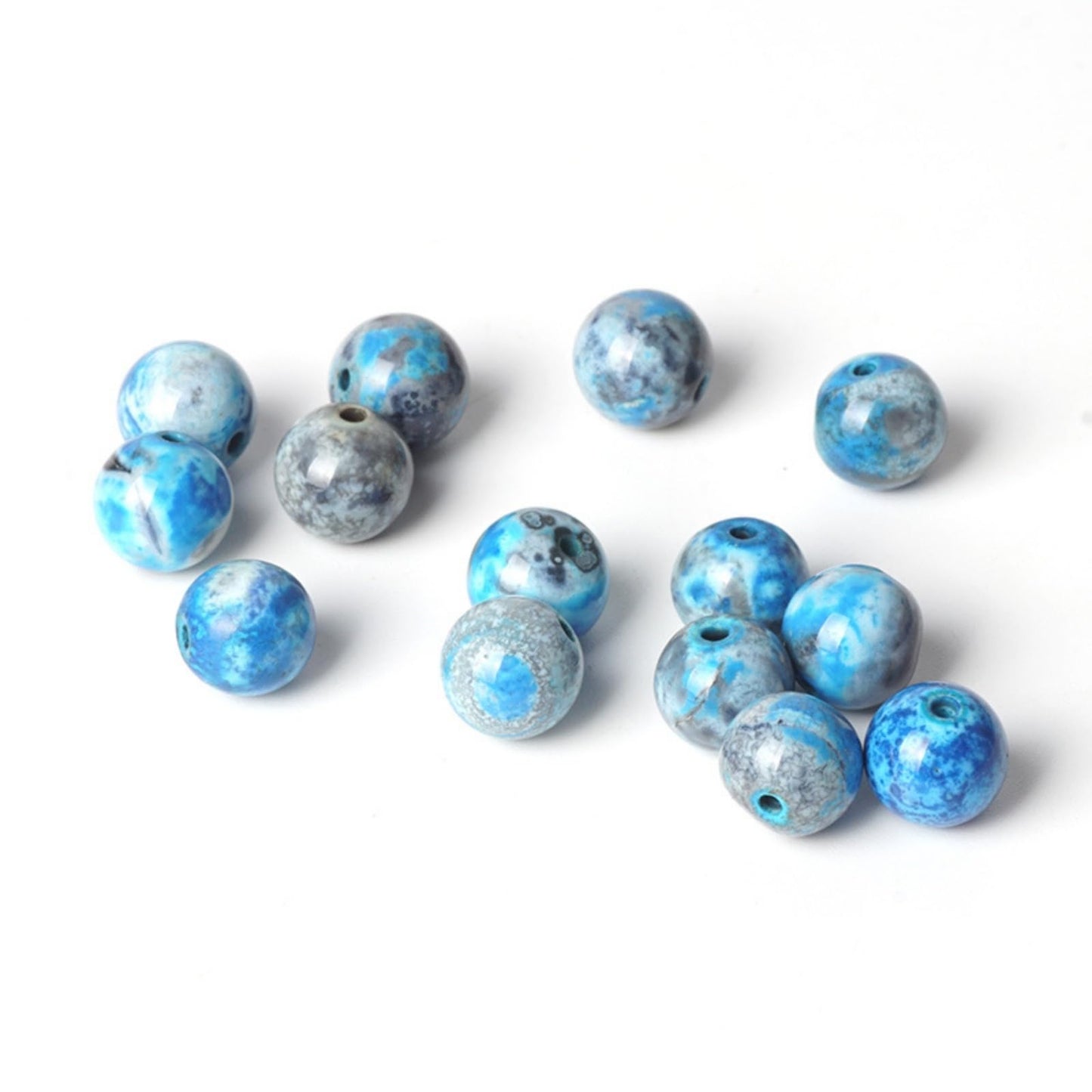100Pcs Natural Stone 6mm Blue Stripe Agate Round Loose Gemstone Energy Healing Beads Hole Size 1mm DIY Smooth Beads for Bracelet Necklace Earrings Jewelry Making