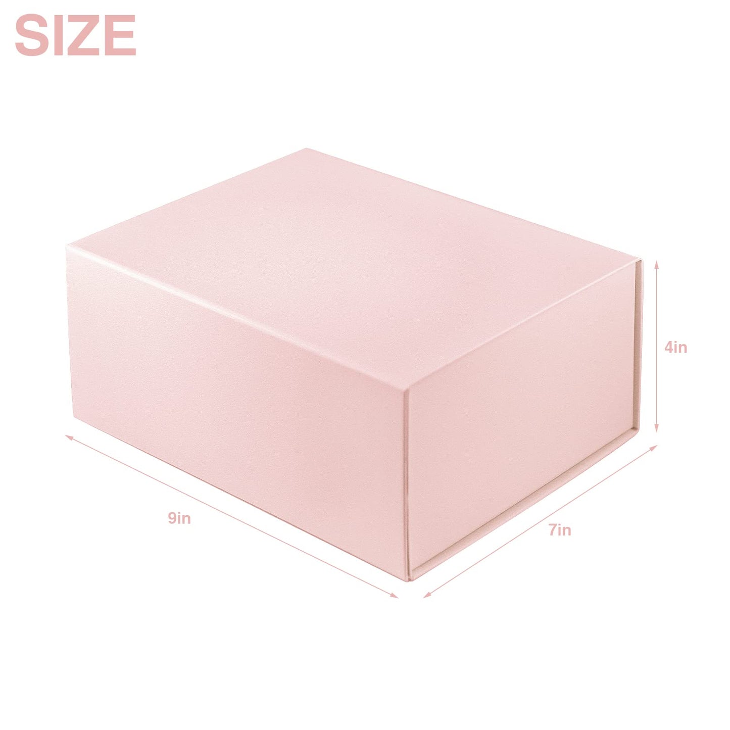 MOYEUPAC Pink Gift Box,9" X 7" X 4" with Ribbon for Presents Magnetic Closure Gift Packaging for Birthday,Valentine's Day,Mother's Day