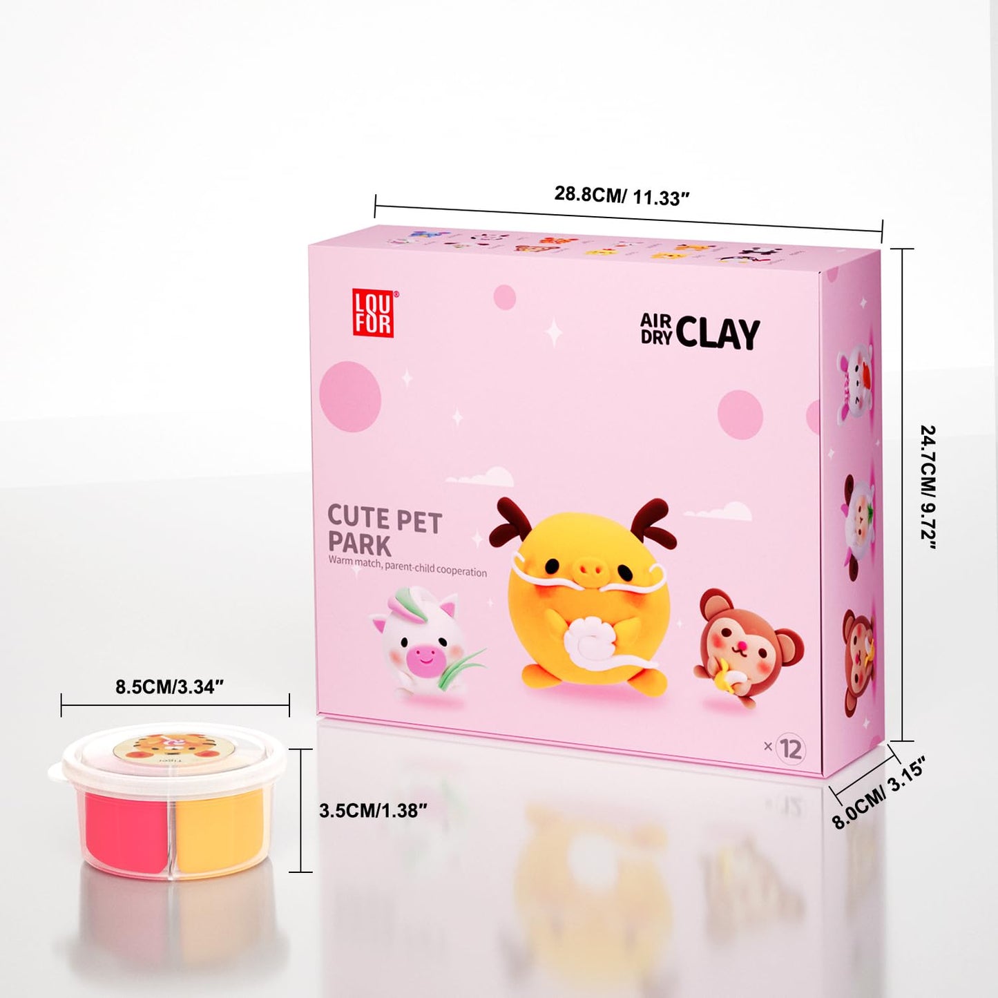LOUFOR Air Dry Clay Kits - Modeling Clay for Kids, Ultra Light & Soft, Safe & Non-Toxic, 12 Boxes DIY Model Magic Clay with Sculpting Tools & Tutorials, Creatible Art Crafts Toys Gifts Boys Girls