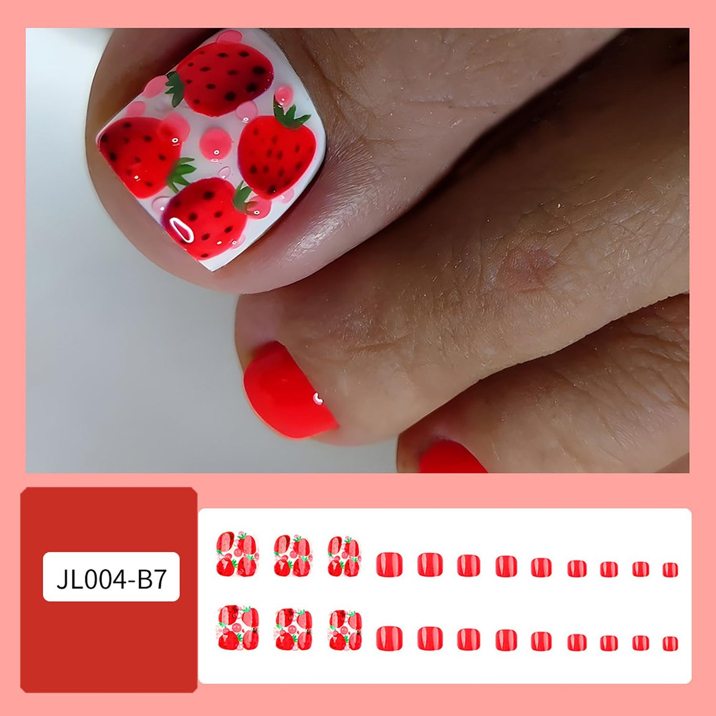 FIEONCIY Press on Toenails with Designs Acrylic Fake Nails for Toe Artificial False Nails with Charms Glue on Toe Nails for Spring Summer Stick on Toenails for Women Girls(JL004)