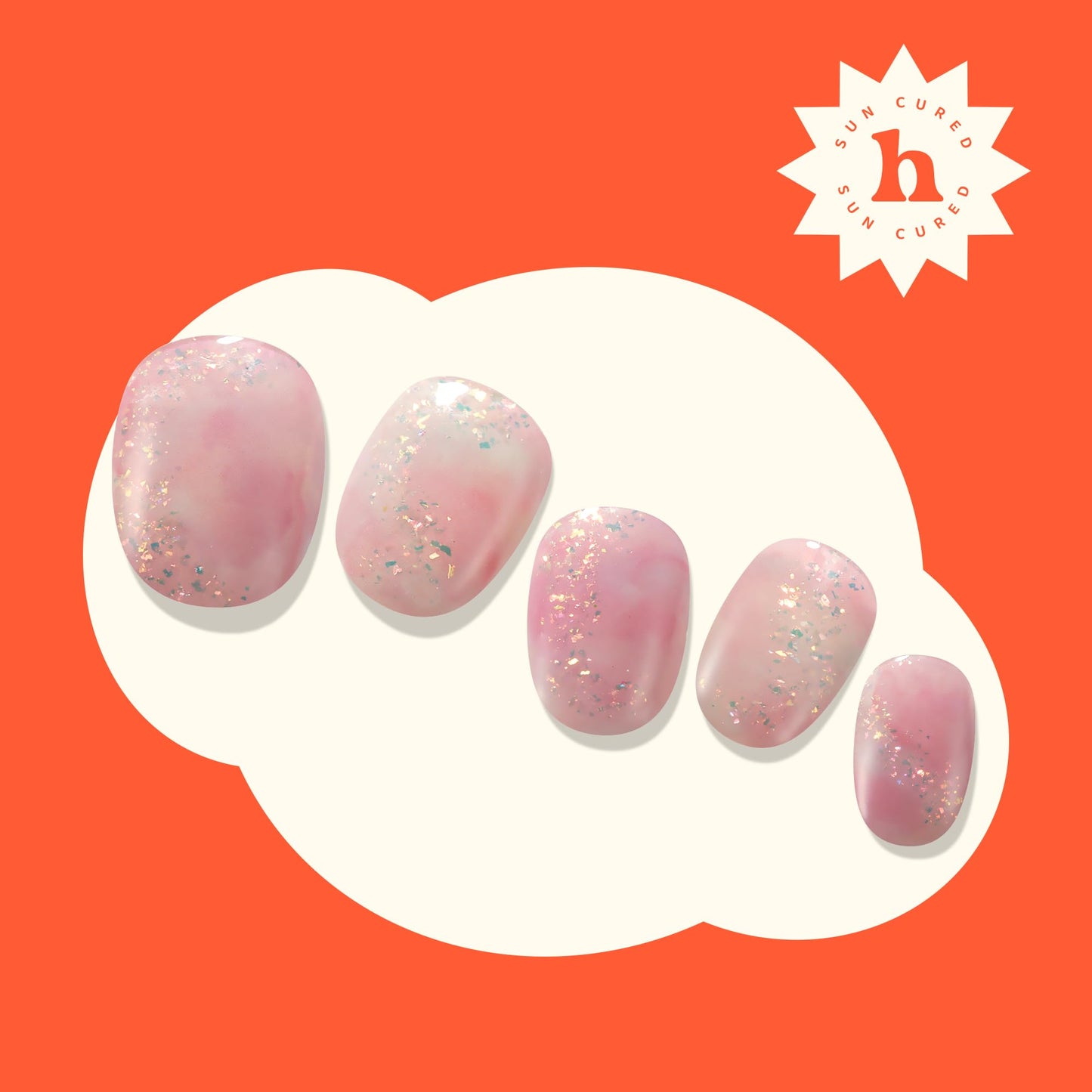 Heyhae Semi Cured Gel Nail Strips | No LED Lamp Needed | Glitter, Pink, Spring | Easy Apply & Remove, Salon Quality | Includes 28 Strips, 1 Prep Pads, Nail File & Wooden Stick - Hey, I Pink It’s Love