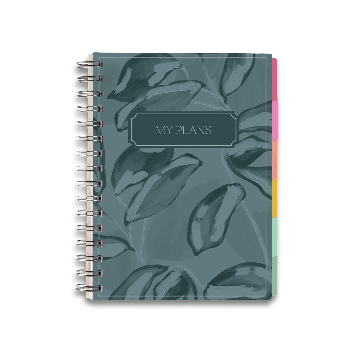 Inspired by Erin Condren A5 Undated Planner, Spiral Bound Daily & Weekly Planner with Monthly Tabs, Portable Organizer for Productivity, Goal Setting, Includes Sticker Sheets, Green Leaves Design