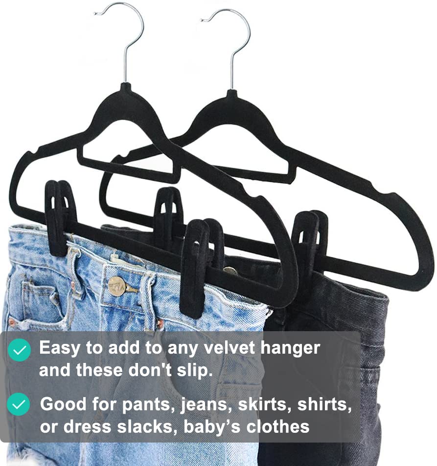 Black Velvet Hangers Clips 40 PCS (40 Count)