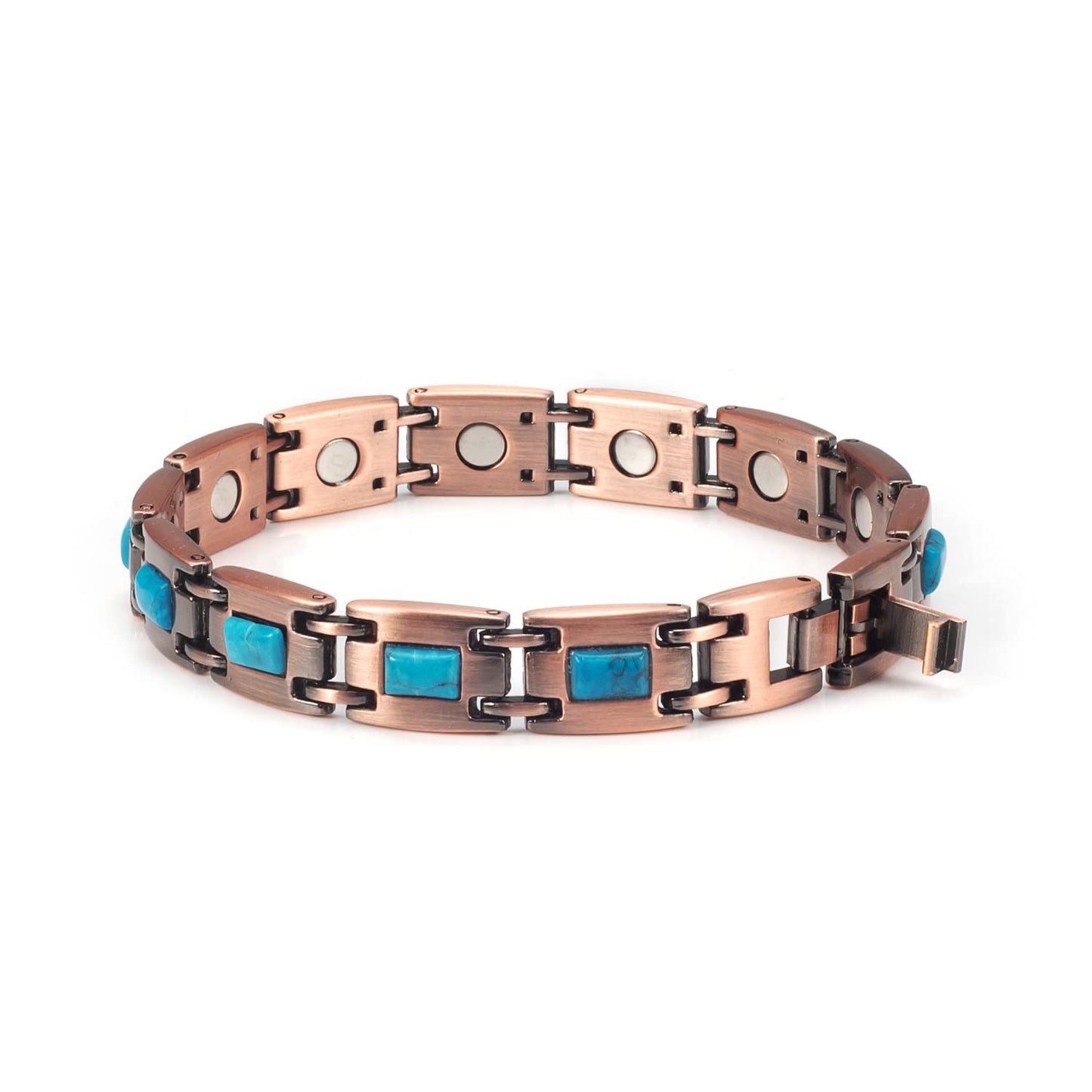 EnerCoppeX Copper Magnetic Bracelet for Women - Turquoize Detox Jewelry with 3500 Gauss Magnet (G)