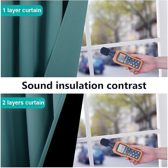 NICETOWN Sea Teal Full Shade Curtain Panels, Pair of Thermal Insulated & Energy Efficiency Blackout Drapes for Living Room Windows, Lined Silky Performance Window Dressing (37" Wide x 84" Long, Gray)