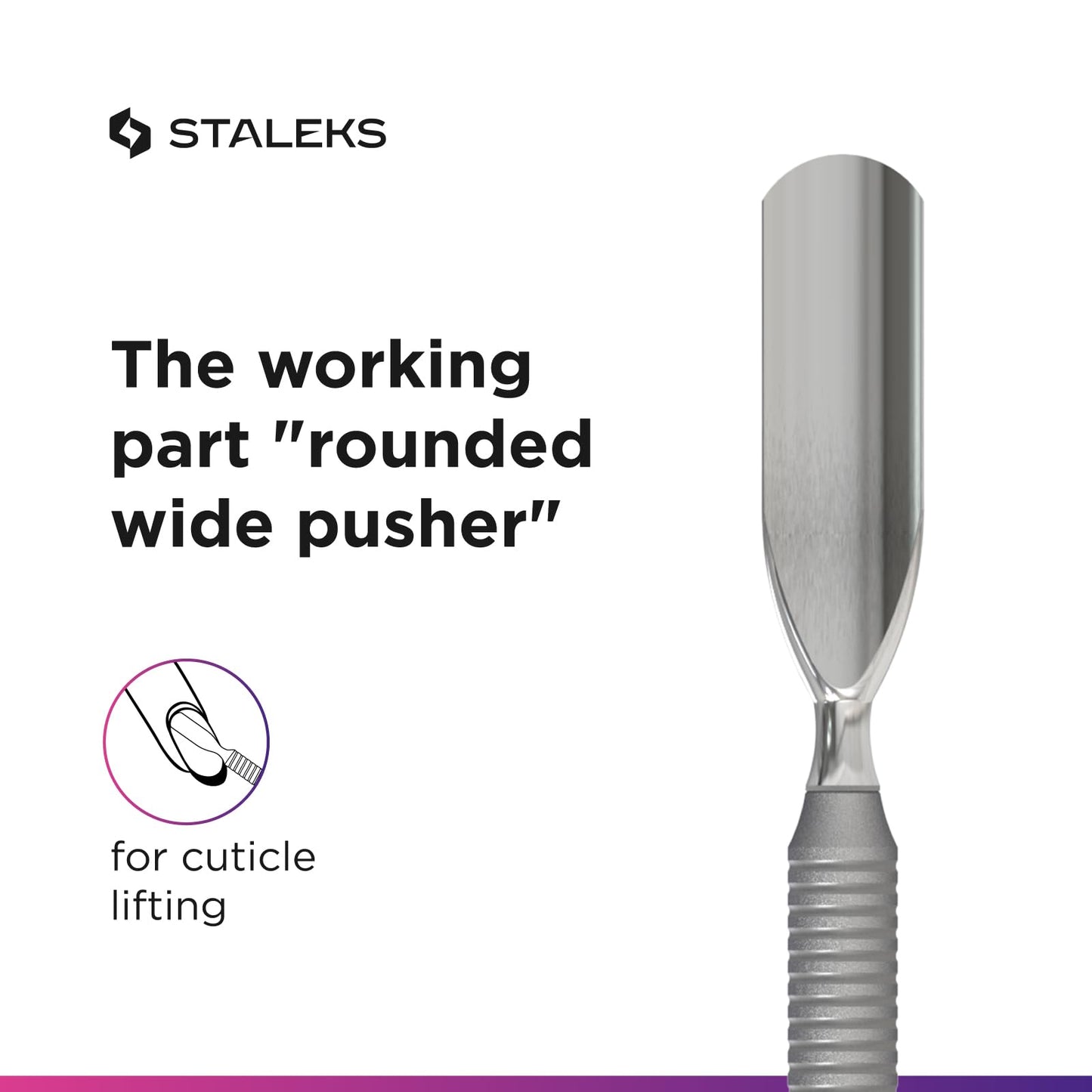 Staleks Pro SMART 51 Manicure Pusher Type 2 – Wide Pusher and Cleaner – Stainless Steel – Professional Cuticle Tool for Manicure and Pedicure