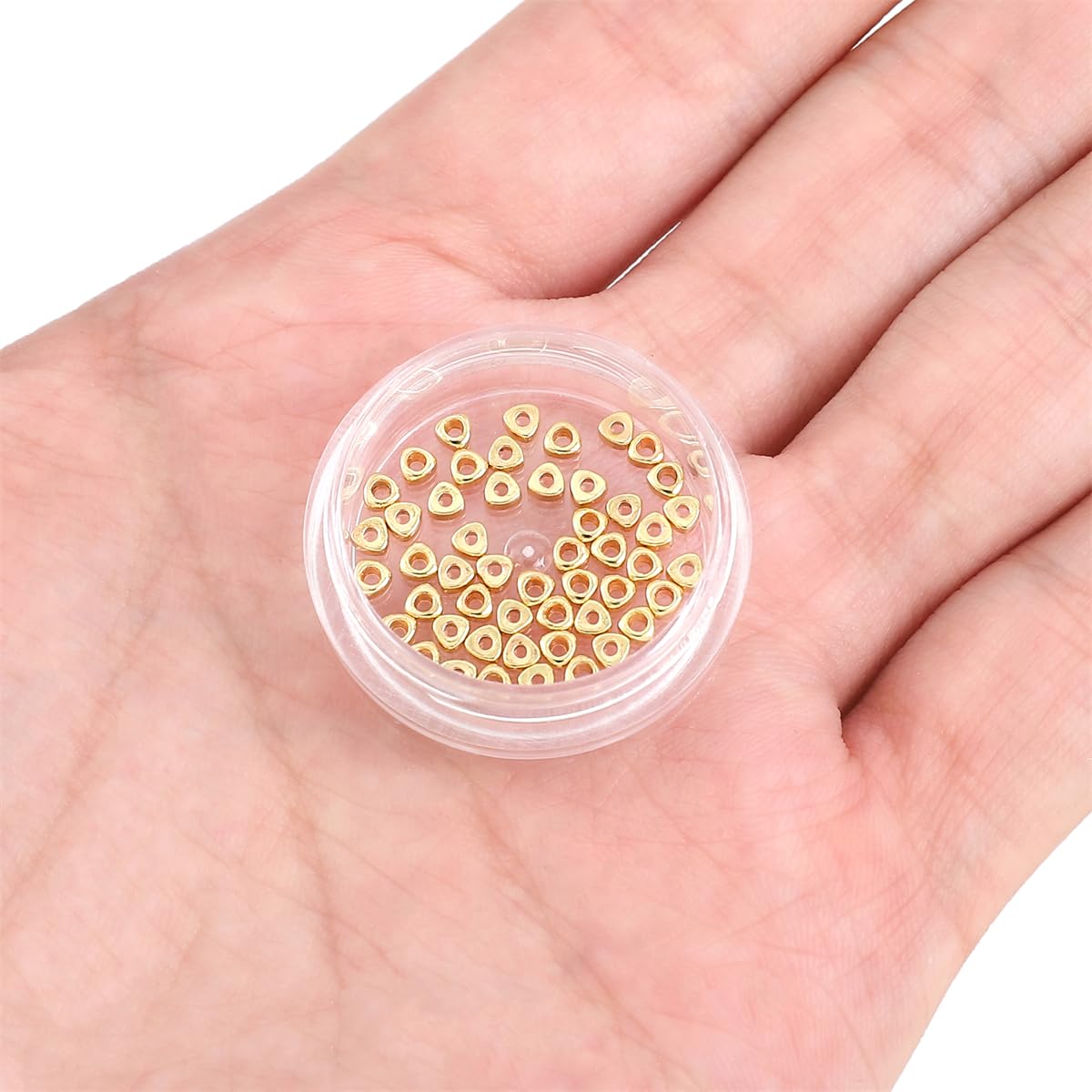 BEADIA 14K Gold Plated Triangle Spacer Beads 2.5x1.5mm 50pcs for Jewelry Making Findings Non Tarnish