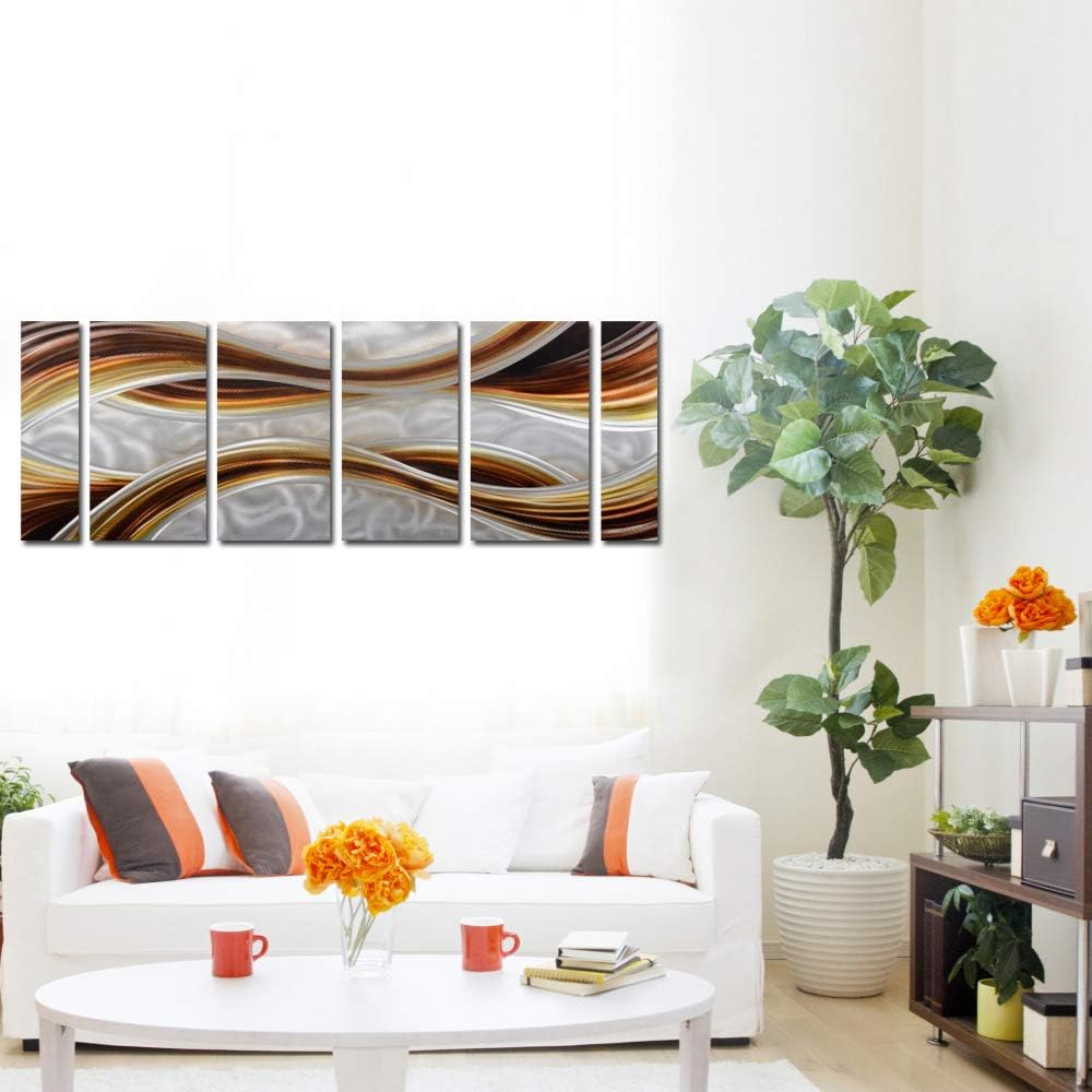 Yihui Arts Abstract Metal Wall Art Hand Crafted Aluminum Artwork Modern 3D Sculpture for Living Room Bedroom Dinning Decor