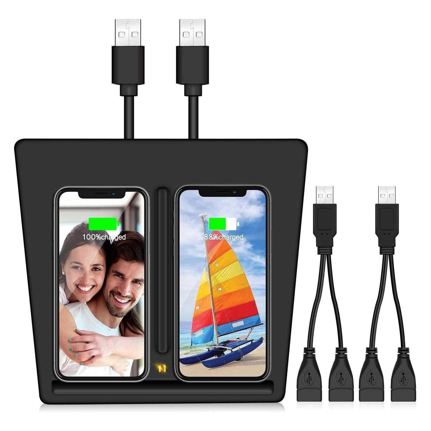 VXDAS Wireless Charger, Dual 10W QI Wireless Phone Charging Pad M3 Car Center Console for Tesla Model 3 Accessories Panel with 7pcs Custom Cup Mat Center Console Liner mat-Upgrade