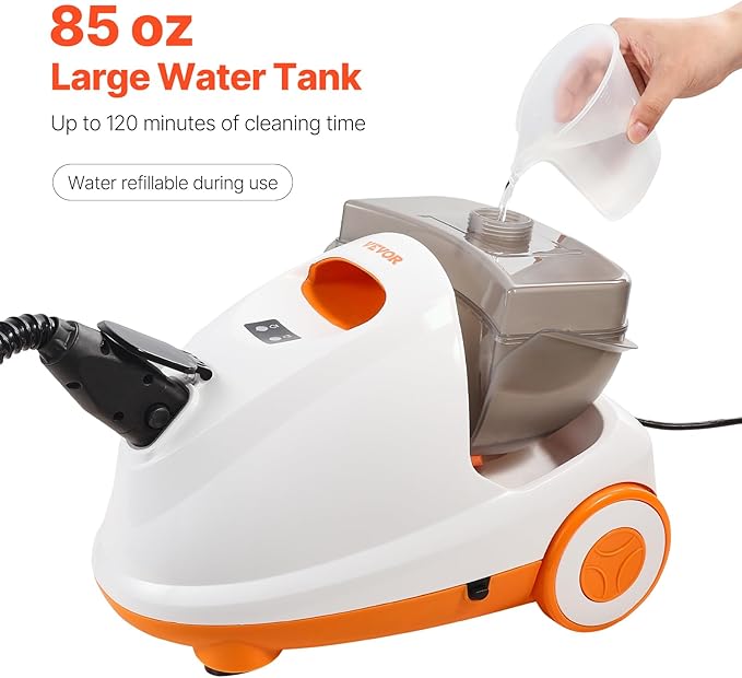 VEVOR Steam Cleaner, Multipurpose Powerful Steamer with 23 Accessories, Steamer Cleaing with Extra-Long Power Cord, 84.55 oz Tank and Portable Handle, for Grout, Tile, Floors, Appliances, Home & Car