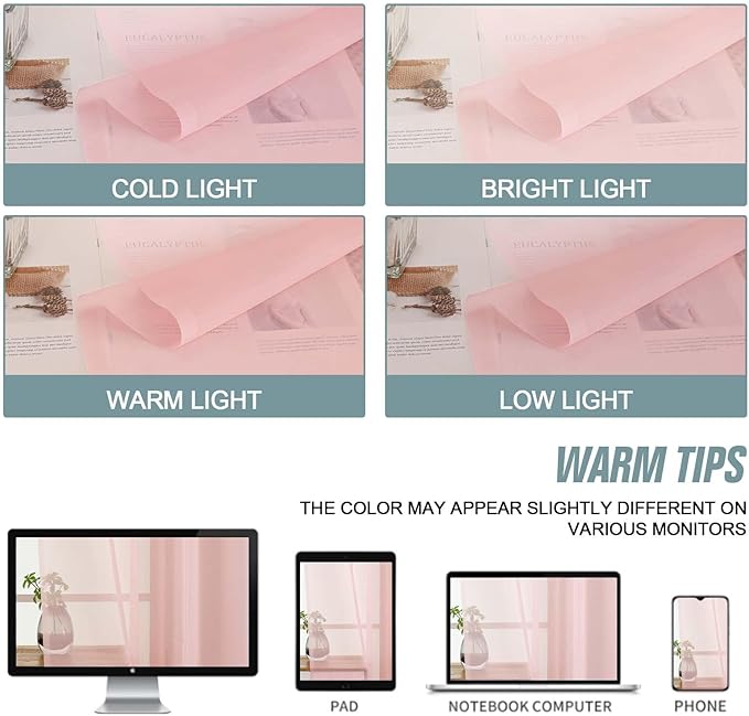 Blush Sheer Curtains for Window 72 inches Long 2 Panels Set, Soft Airy Modern Light Filtering Sheer Curtains for Living Room Bedroom, Dual Rod Pocket Solid Window Drapes, 2x42Wx72L inches
