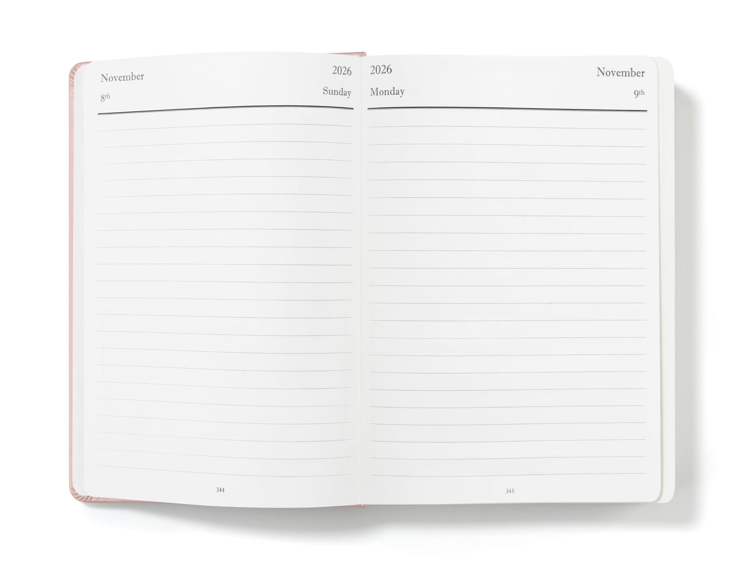 Wykeham's Executive 2026 Daily Journal Planner – US Public Holidays & Format – Customization Available (Rose, 8.5"×5.5")