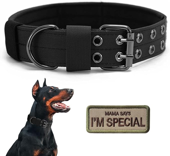 Tactical Dog Collar Heavy Duty Metal Buckle Collars for Medium Large Dogs