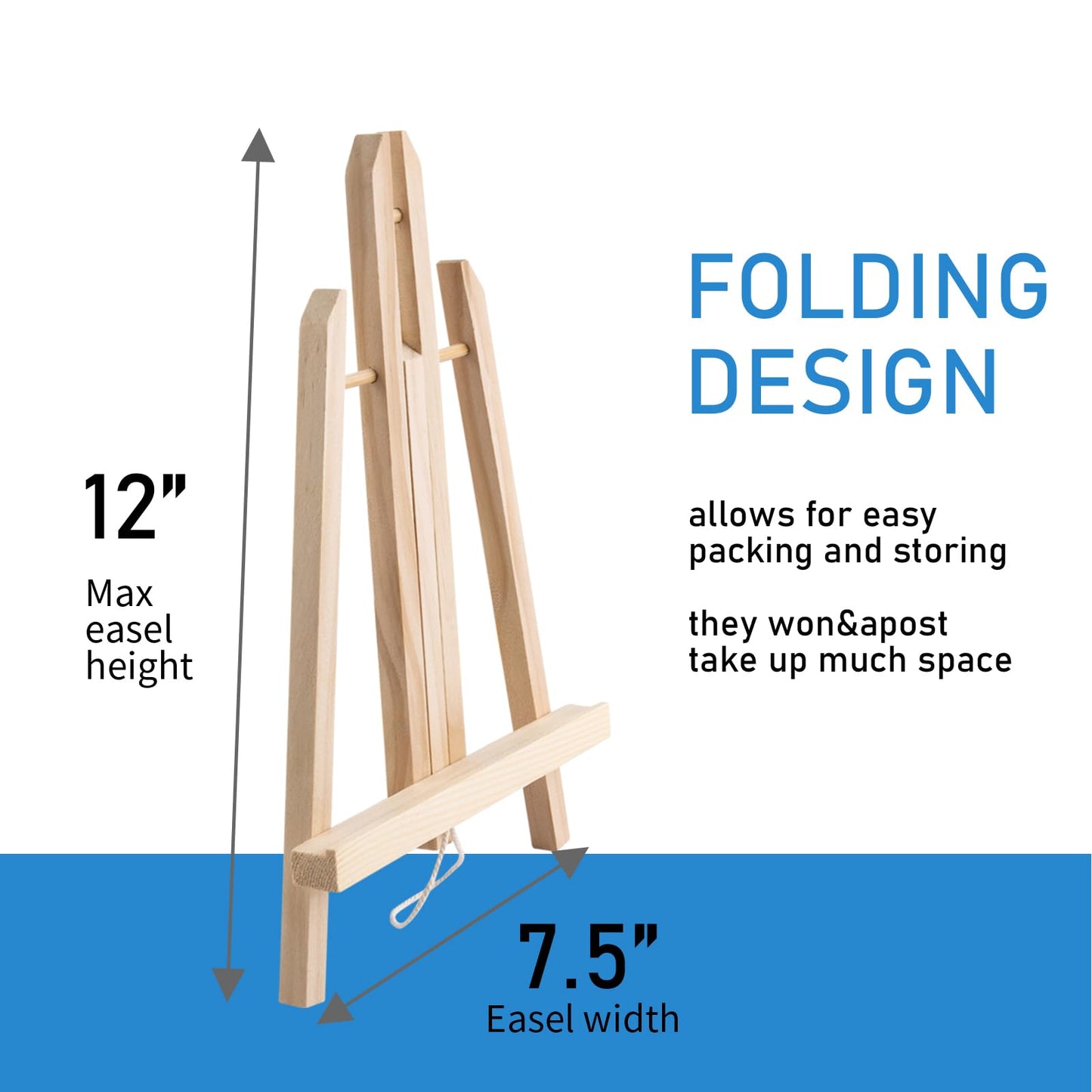 Falling in Art 12Inch Wood Easel Stand, Tabletop Display Stand A-Frame Artist Easel for Painting Canvas, Portable Photo, Picture and Sign Holder (4 Pack)