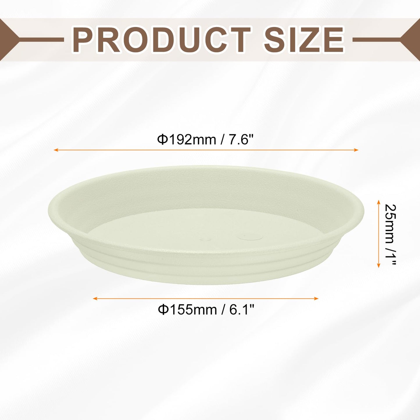 HARFINGTON 4pcs Plastic Plant Saucer 6.1" Round Drip Trays Flower Pot Saucers Flower Base Bottom Drainage Tray for Indoors Outdoors Planters, Beige