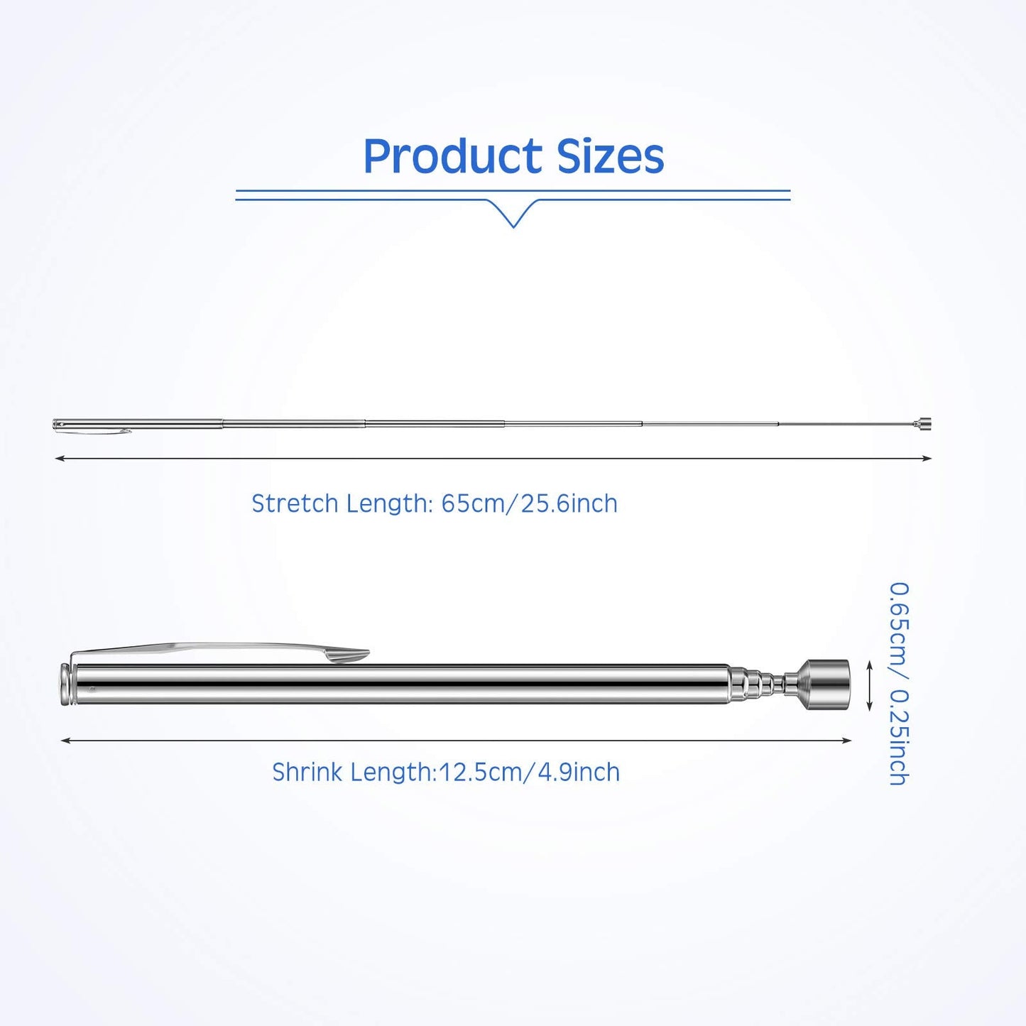 12 Pieces Telescoping Magnet Pickup Tools in 2 Lb Magnetic Stick Gadget with Pocket Clip Magnet Tool to Retrieve Screws Nuts Pins for Men Birthday, Father's Day, Valentine