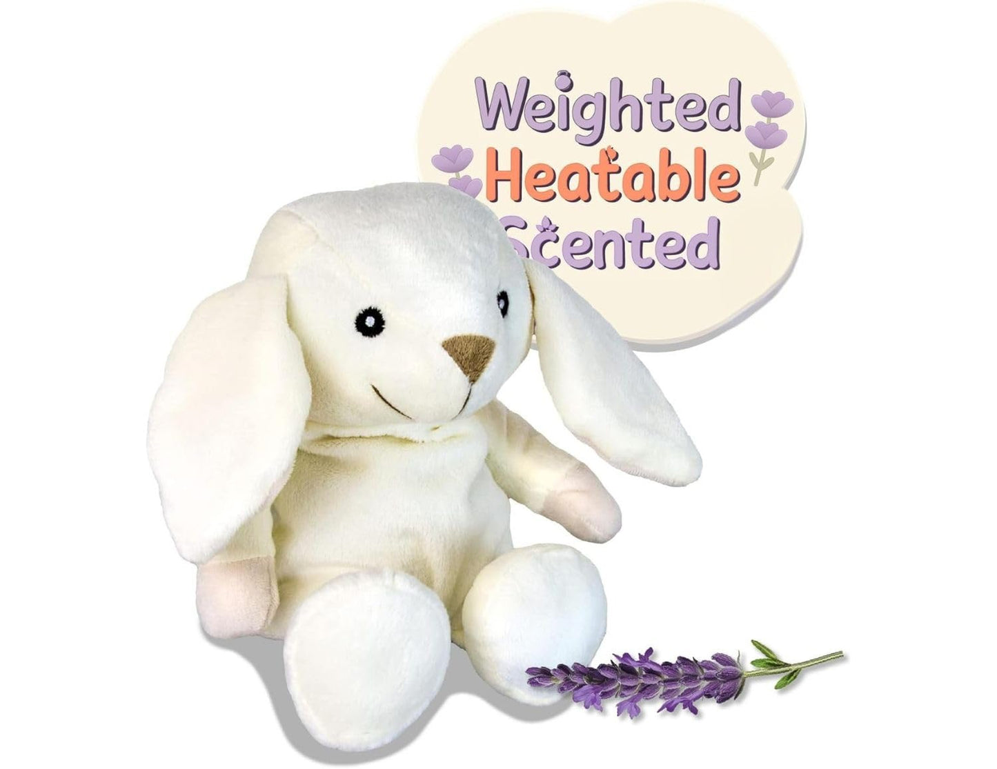 WILD BABY Microwavable & Weighted Plush Toy - Rabbit Stuffed Animal for Comfort & Warmth - Soft, Heatable Plushie for Snuggles - Great for Kids, Toddlers & All Ages