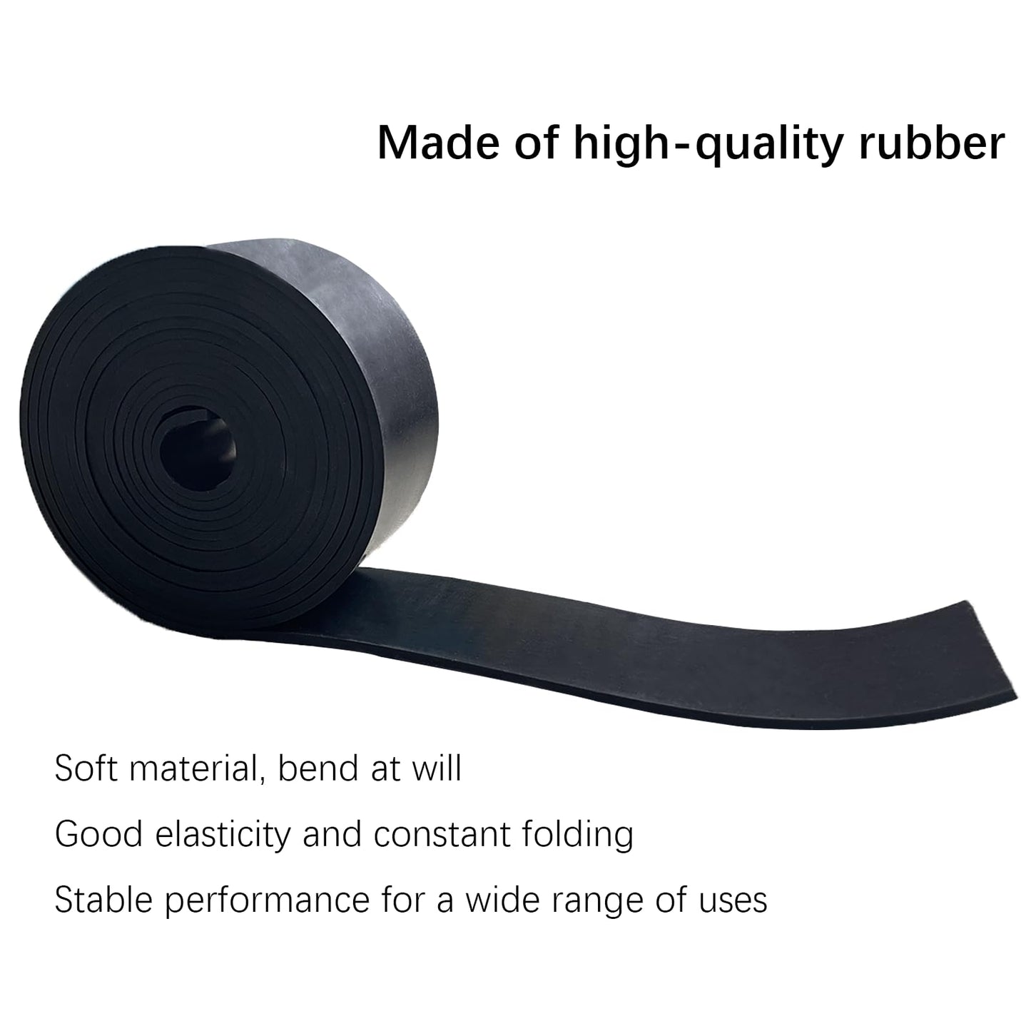 Salimhib Solid Rubber Strips 1/8 (.125)" Thick X 2" Wide X 10'Long, Solid Rubber Sheet for Anti-Slip Pads, Flooring, Seals, Crafts, Anti-Vibration, Gaskets DIY