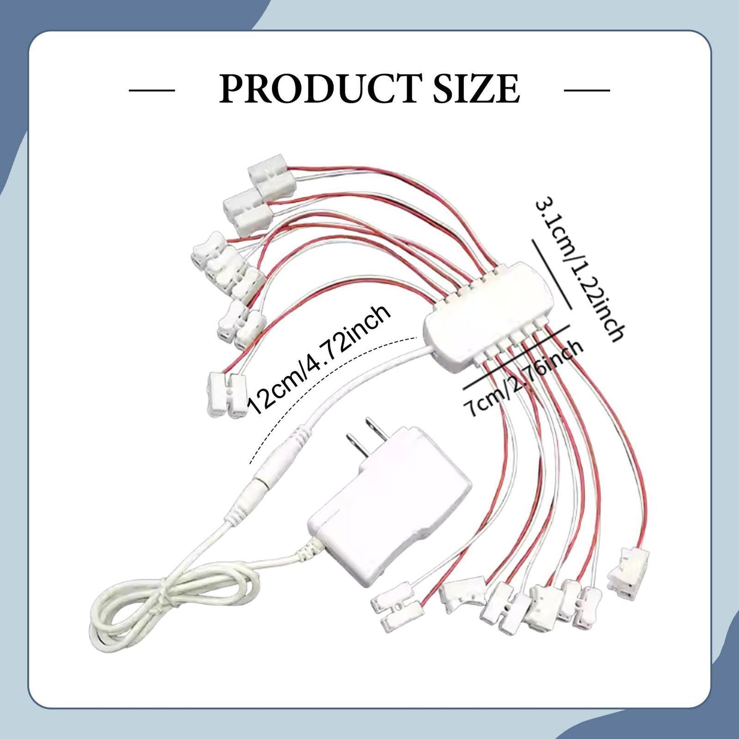 kowaku 3V 2A Power Supply US Plug 12 Ports Convenient Compact Wiring Power Cable for Miniature Garden Model Hobby Train Street Light