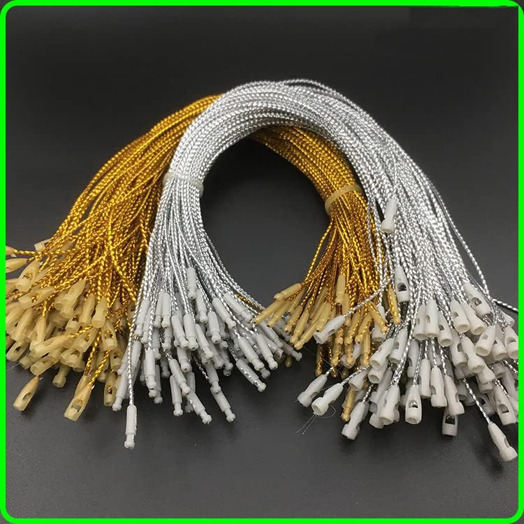 1000pcs Gold Christmas Ornament Hanger Snap Locking String Ornament Hangers Snap Locking Tighten The Pendant Rope Bullet Gold Thread for Christmas Tree Ornament Decorations (Gold)