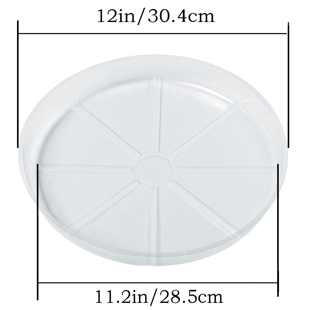 Idyllize 10 Piece of 12 inch Clear Plastic Plant Saucer Drip Trays for pots (12")