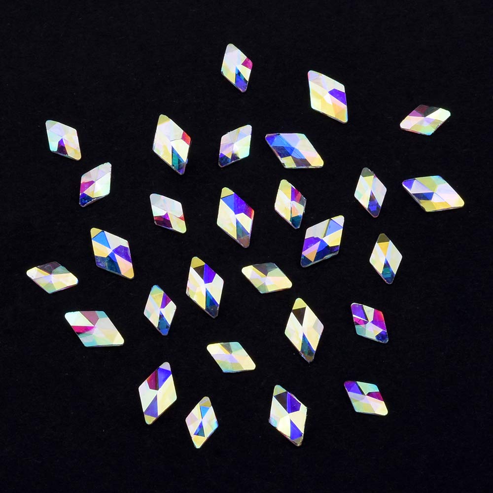 Tisslan 100pcs Crystal Ab Foild Flatback Rhombus Strass 3D Nail Decoration Jewels Stones 2 Size Mix Supply 50pcs Each
