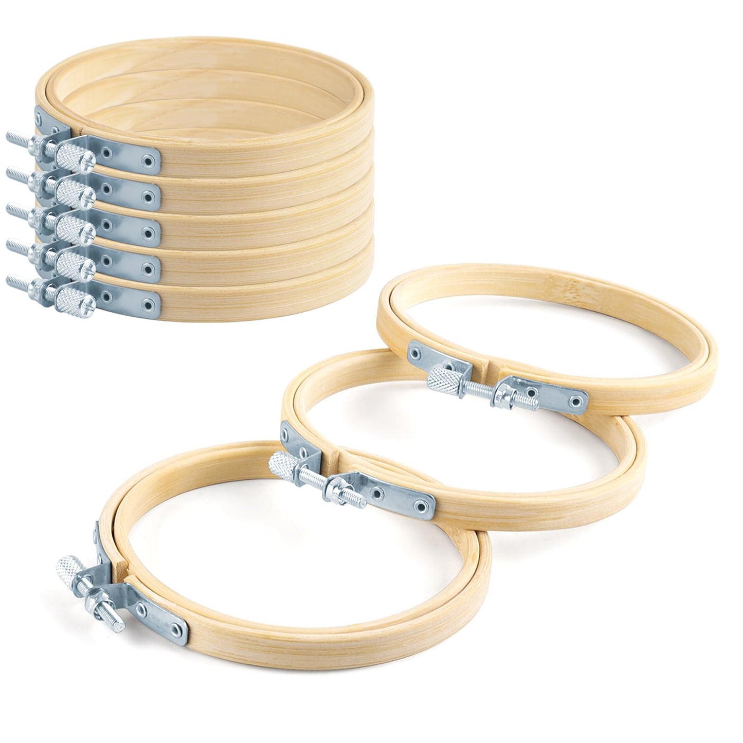 TINDTOP 8 Pieces 3 Inch Embroidery Hoops, Bamboo Frame Circle Cross Stitch Hoop Ring Embroidery Hoops Set for Embroidery and Cross Stitch
