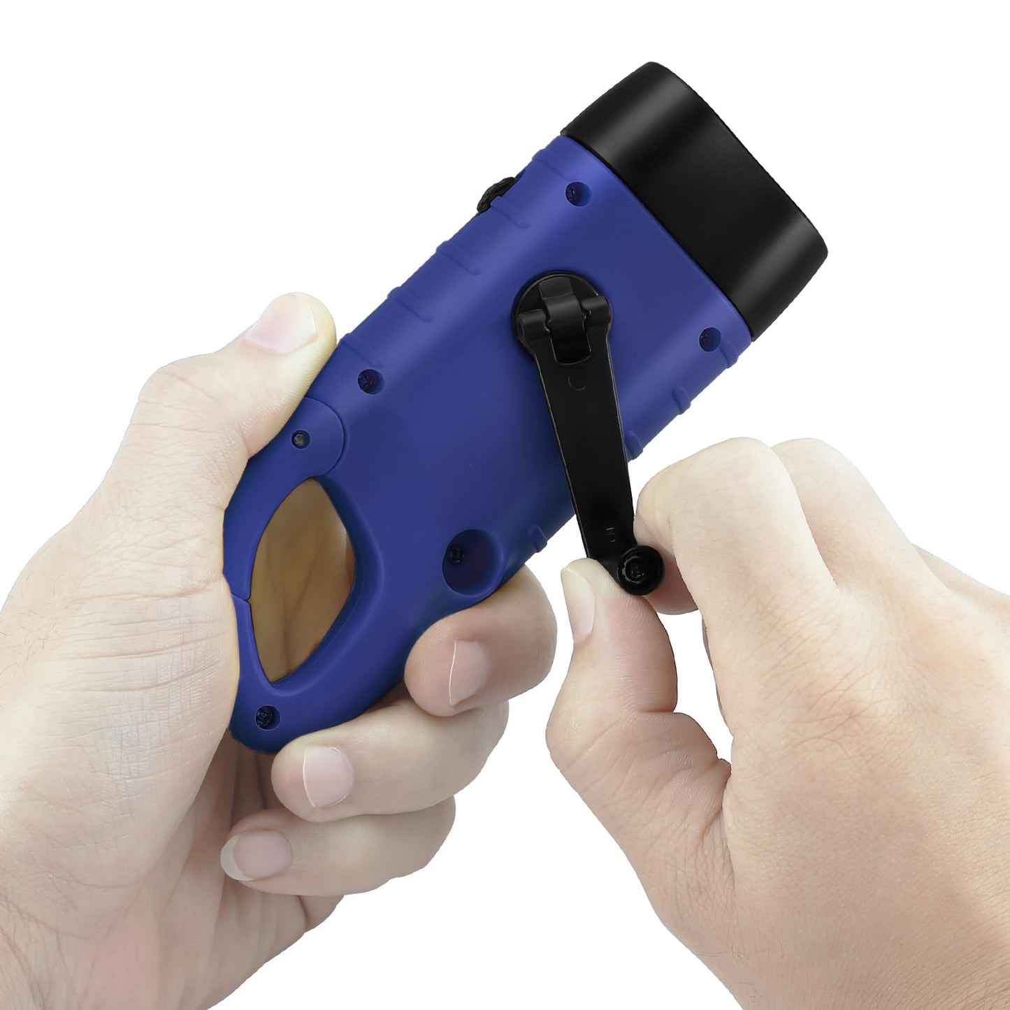 Simpeak 2-Pack Hand Crank Solar Powered LED Flashlight, Emergency Survival Flashlight with Dynamo Torch for Outdoor Sports (Blue)